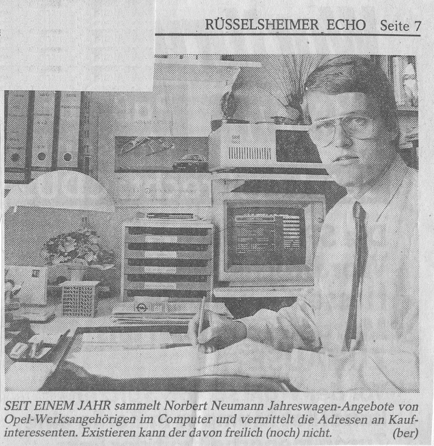 1. Zeitungsverffentlichung 1988 im "Rsselsheimer Echo"